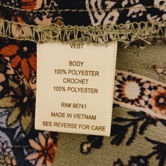 Self Esteem Boho Style Sheer Vest With Crochet Top | EUC | Medium - Picture 9 of 11